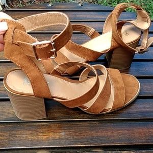 Strappy Suede Block Heel Sandals